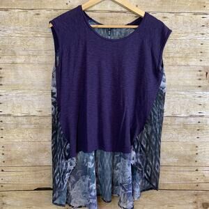 Kiind of Sheer back High Low Crop Tank Oversize Boxy Small